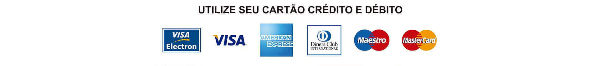 Pague com cartões de crédito e débito